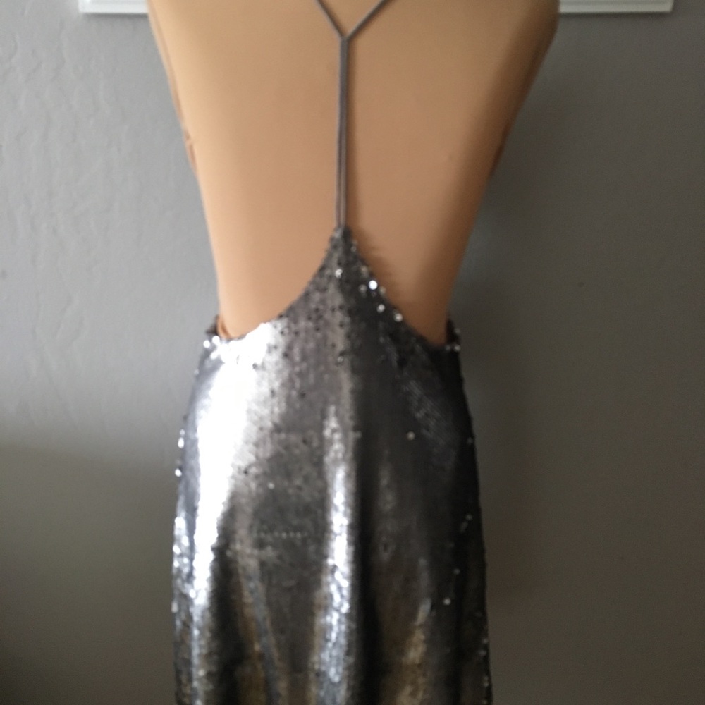 Silver Sequin Mini Dress - Picture 3 of 4